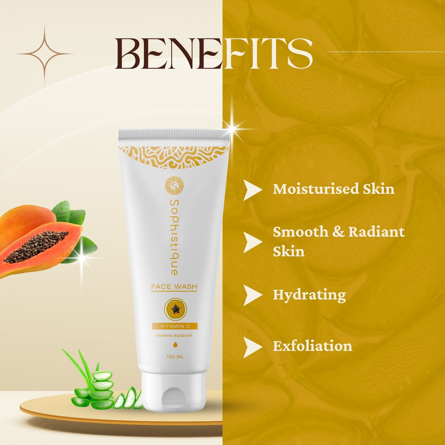 Vitamin C Facewash by Sophistique | Anti Aging, Smoothen Skin & Even tone