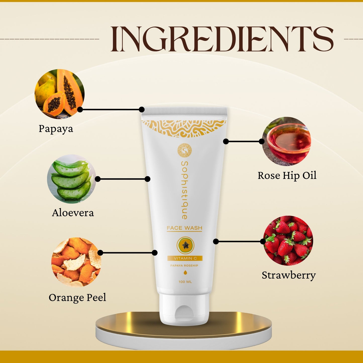 Vitamin C Facewash by Sophistique | Anti Aging, Smoothen Skin & Even tone
