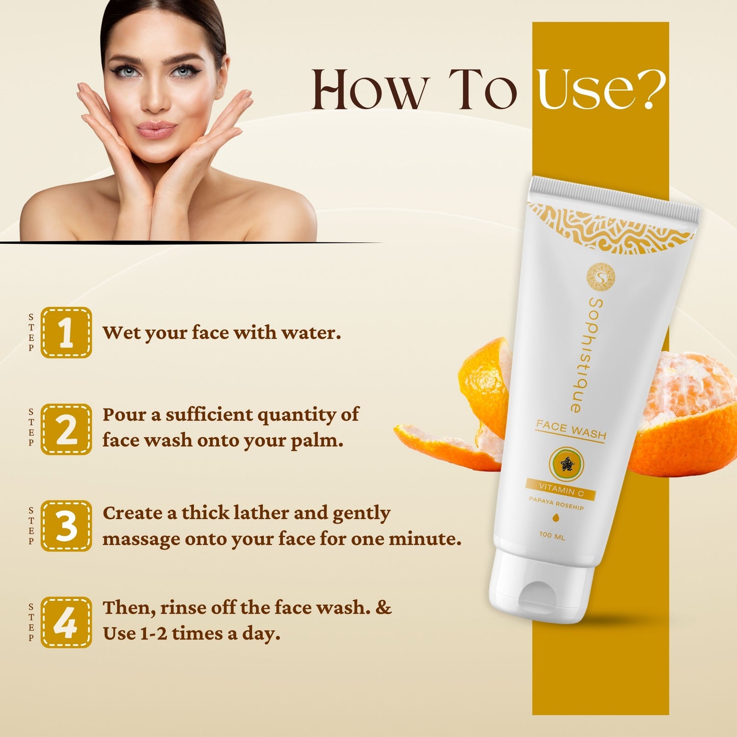 Vitamin C Facewash by Sophistique | Anti Aging, Smoothen Skin & Even tone