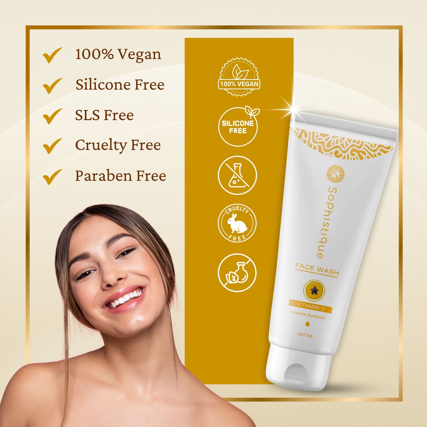 Vitamin C Facewash by Sophistique | Anti Aging, Smoothen Skin & Even tone