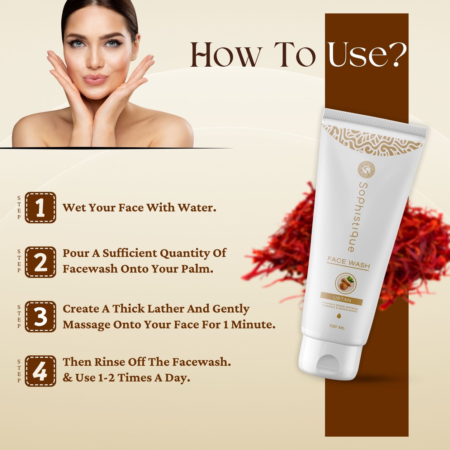 Ubtan Facewash with Jojoba Beads, Saffron & Sandalwood Oil