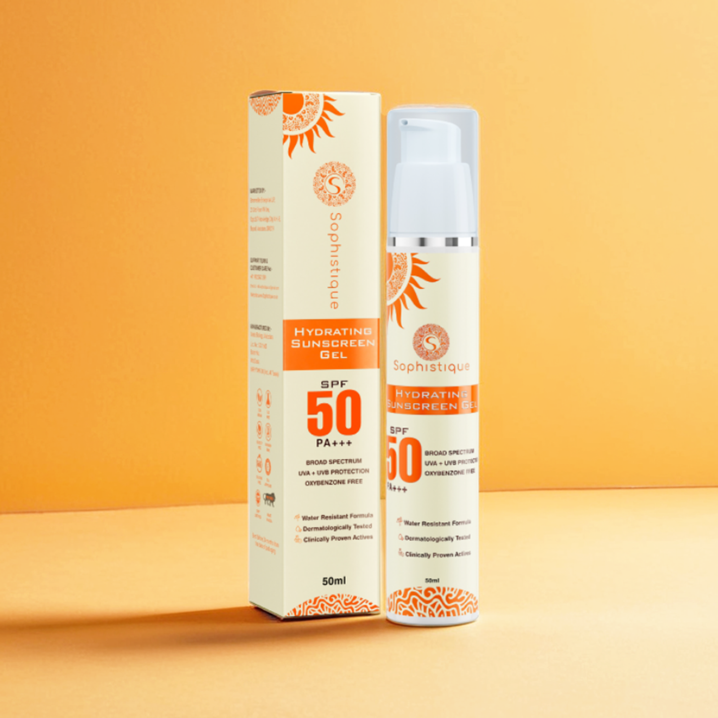 Hydrating Sunscreen Gel by Sophistique | SPF 50 | PA +++ | non Stickey | UVA & UVB Protection