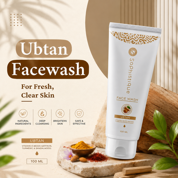 Sophistique Ubtan Facewash with Jojoba Beads, Saffron & Sandalwood Oil | Brightens Skin | Removes Tan