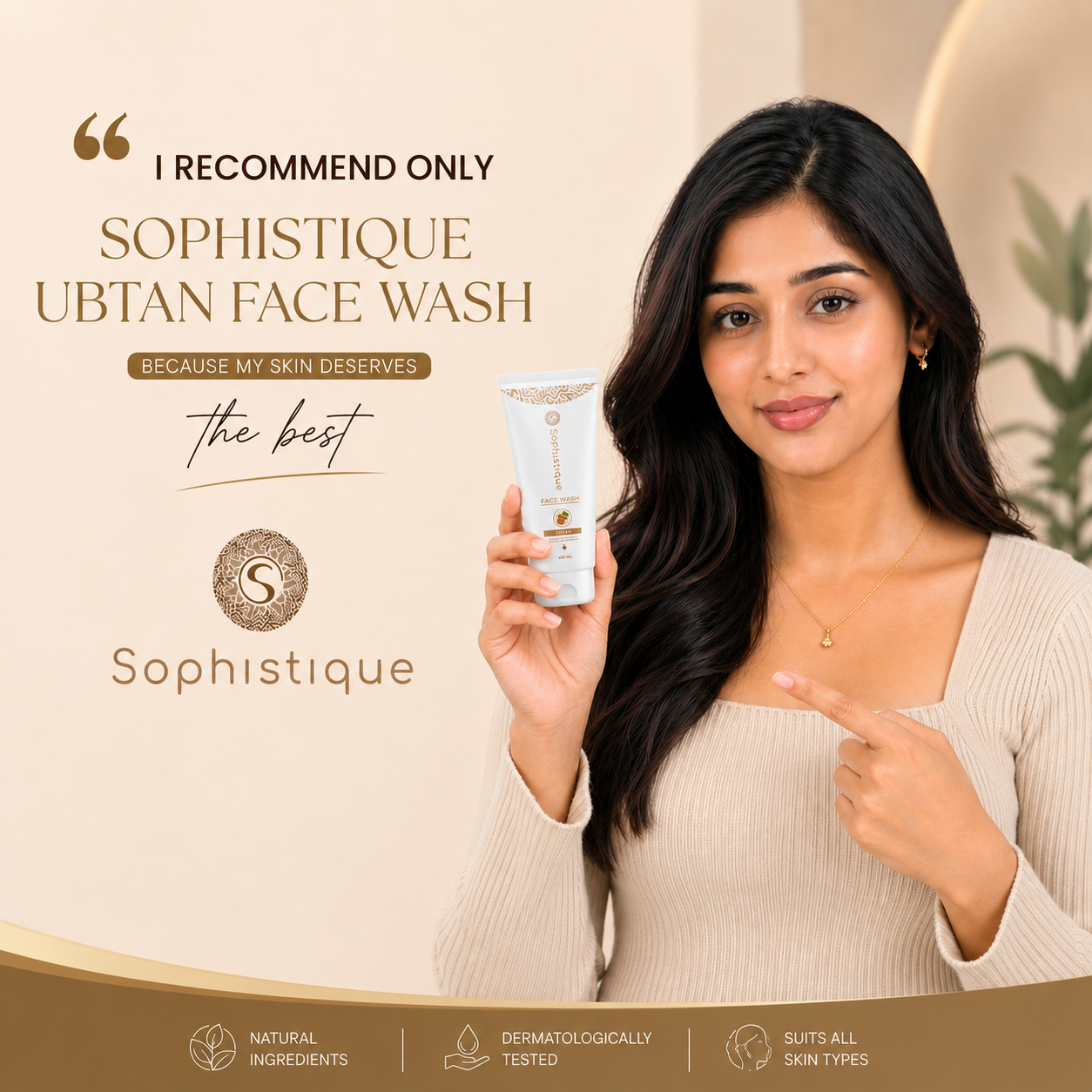 Sophistique Ubtan Facewash with Jojoba Beads, Saffron & Sandalwood Oil | Brightens Skin | Removes Tan