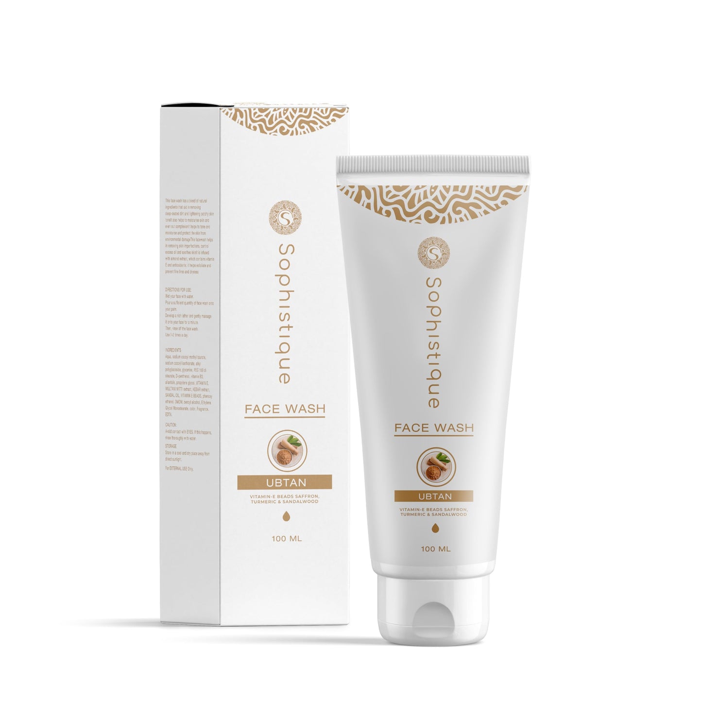 Sophistique Ubtan Facewash with Jojoba Beads, Saffron & Sandalwood Oil | Brightens Skin | Removes Tan