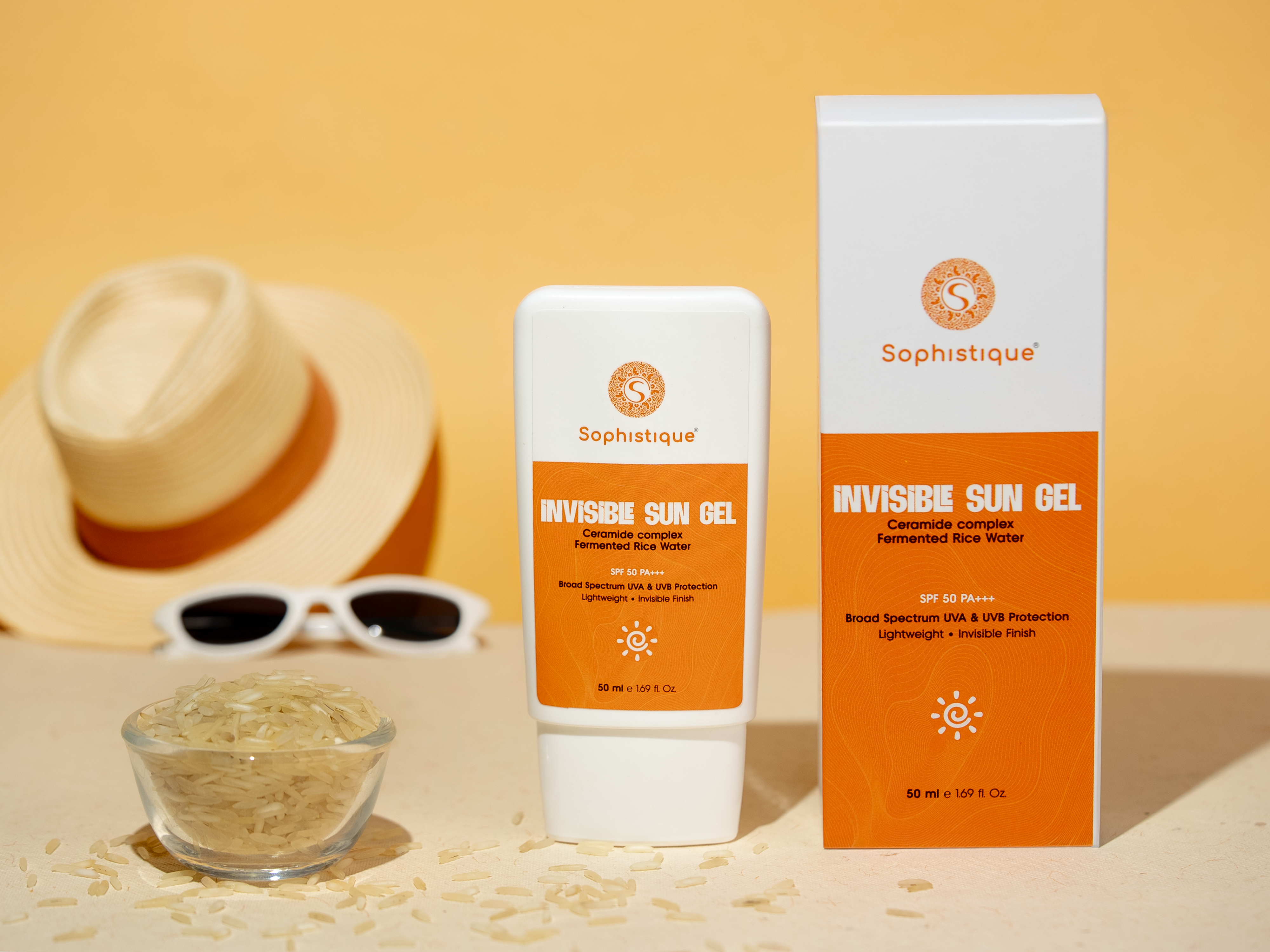 Sophistique Sunscreen SPF 50 PA+++ with Zinc Oxide, Vitamin E & Aloe Vera | Broad Spectrum UV Protection | No White Cast