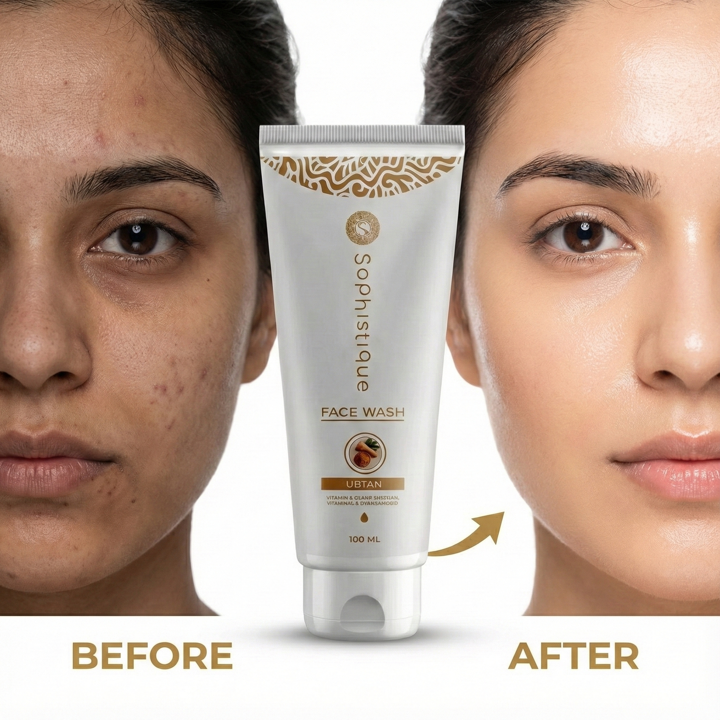 Ubtan Facewash for Brighter Skin by Sophistique | Jojoba Beads, Saffron & Sandalwood Oil |