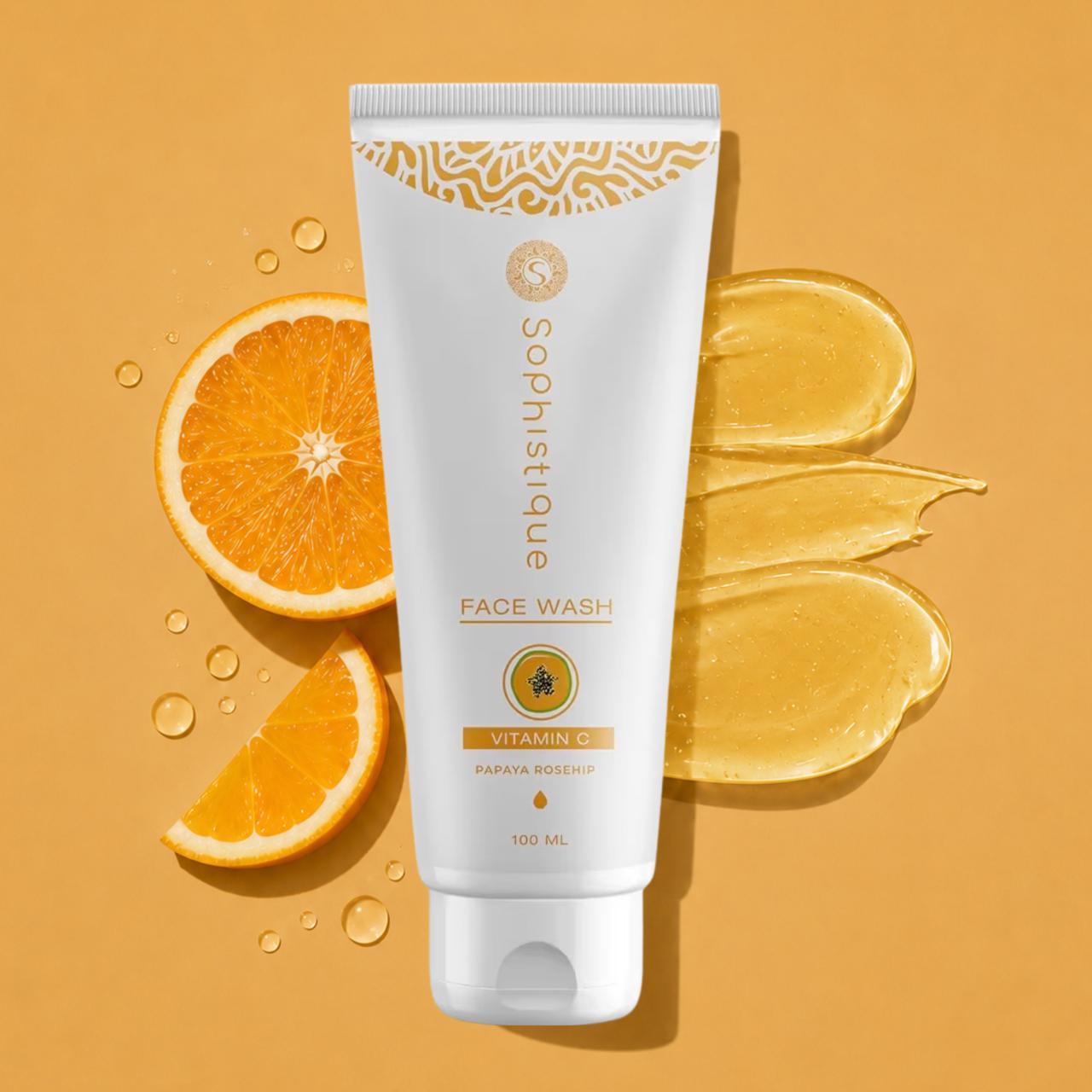 Sophistique Vitamin C Facewash with Vitamin C, Orange Peel & Rosehip | Removes Impurities | Brightens Skin